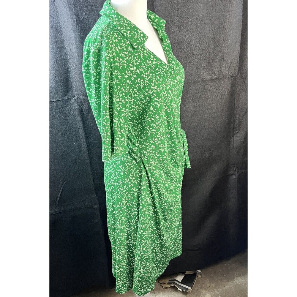 MSK Wrap Dress Lg Kelly Green Floral St Patrick’s Day Midi Retro 70s 80s 90s Y2K - Picture 5 of 9